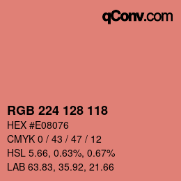 颜色代码: RGB 224 128 118 | qconv.com