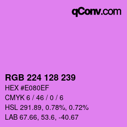 カラーコード: RGB 224 128 239 | qconv.com