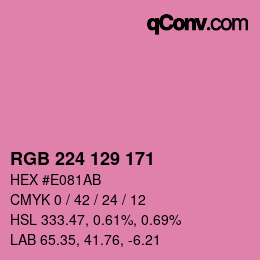 Code couleur: RGB 224 129 171 | qconv.com