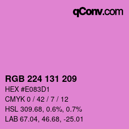 Color code: RGB 224 131 209 | qconv.com
