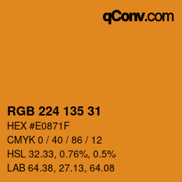 Color code: RGB 224 135 31 | qconv.com
