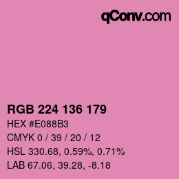 カラーコード: RGB 224 136 179 | qconv.com