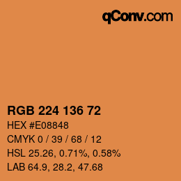 Color code: RGB 224 136 72 | qconv.com