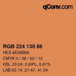 カラーコード: RGB 224 139 86 | qconv.com
