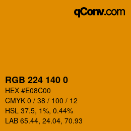 Color code: RGB 224 140 0 | qconv.com