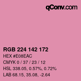 Color code: RGB 224 142 172 | qconv.com