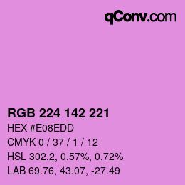 Color code: RGB 224 142 221 | qconv.com