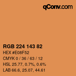 Color code: RGB 224 143 82 | qconv.com