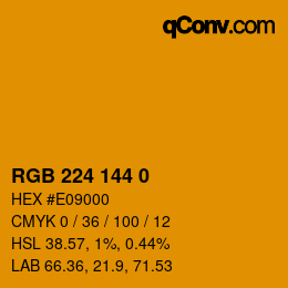 颜色代码: RGB 224 144 0 | qconv.com