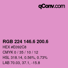カラーコード: RGB 224 146.6 200.6 | qconv.com