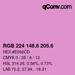 カラーコード: RGB 224 146.6 205.6 | qconv.com