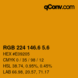 カラーコード: RGB 224 146.6 5.6 | qconv.com