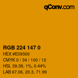 Color code: RGB 224 147 0 | qconv.com