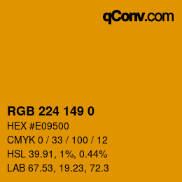 Color code: RGB 224 149 0 | qconv.com