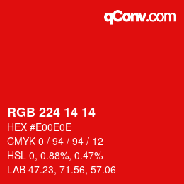 Color code: RGB 224 14 14 | qconv.com