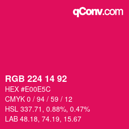 Color code: RGB 224 14 92 | qconv.com