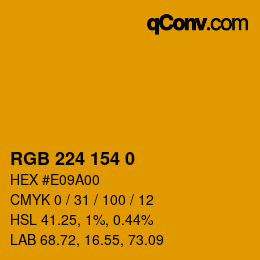 Color code: RGB 224 154 0 | qconv.com