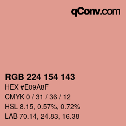 颜色代码: RGB 224 154 143 | qconv.com