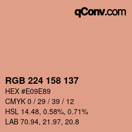 カラーコード: RGB 224 158 137 | qconv.com