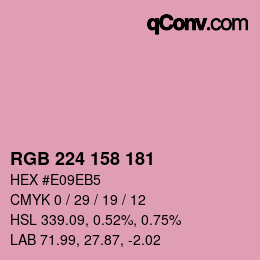 Color code: RGB 224 158 181 | qconv.com