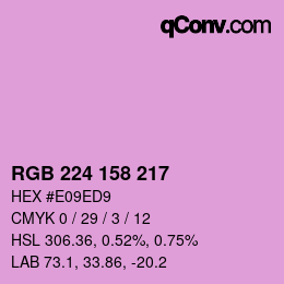 Color code: RGB 224 158 217 | qconv.com