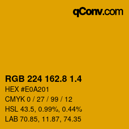 カラーコード: RGB 224 162.8 1.4 | qconv.com