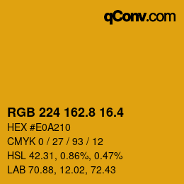カラーコード: RGB 224 162.8 16.4 | qconv.com