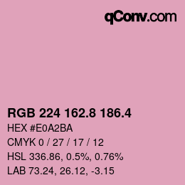 カラーコード: RGB 224 162.8 186.4 | qconv.com