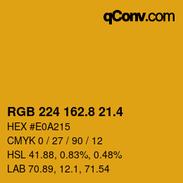カラーコード: RGB 224 162.8 21.4 | qconv.com