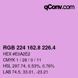 カラーコード: RGB 224 162.8 226.4 | qconv.com