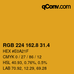 カラーコード: RGB 224 162.8 31.4 | qconv.com