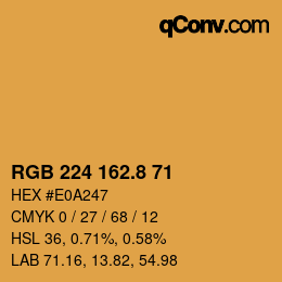 Color code: RGB 224 162.8 71 | qconv.com