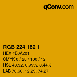 Color code: RGB 224 162 1 | qconv.com