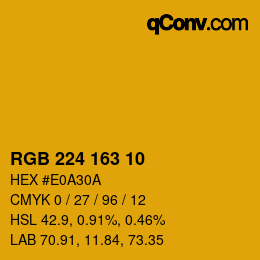 カラーコード: RGB 224 163 10 | qconv.com