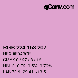 Color code: RGB 224 163 207 | qconv.com