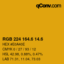 カラーコード: RGB 224 164.6 14.6 | qconv.com