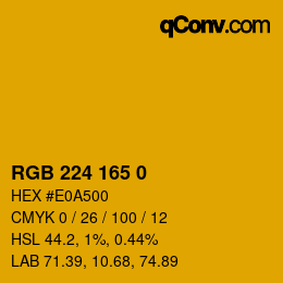 Color code: RGB 224 165 0 | qconv.com