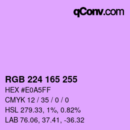 Color code: RGB 224 165 255 | qconv.com