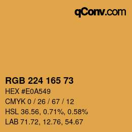 Color code: RGB 224 165 73 | qconv.com