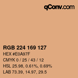 Color code: RGB 224 169 127 | qconv.com