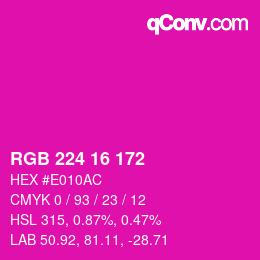 Color code: RGB 224 16 172 | qconv.com