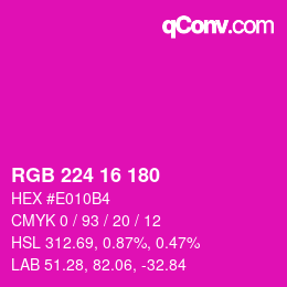 Color code: RGB 224 16 180 | qconv.com