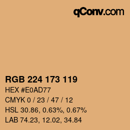 カラーコード: RGB 224 173 119 | qconv.com