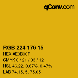 カラーコード: RGB 224 176 15 | qconv.com