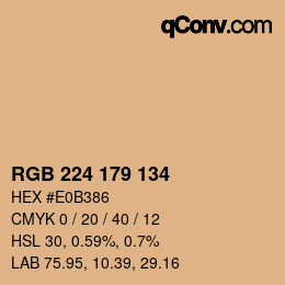 カラーコード: RGB 224 179 134 | qconv.com