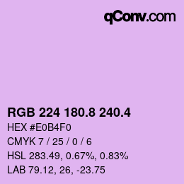 カラーコード: RGB 224 180.8 240.4 | qconv.com