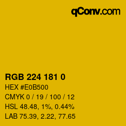Color code: RGB 224 181 0 | qconv.com