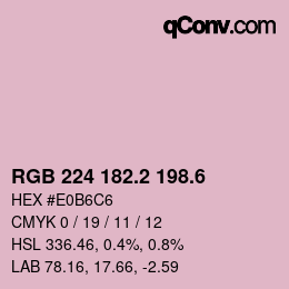 カラーコード: RGB 224 182.2 198.6 | qconv.com