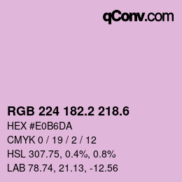 カラーコード: RGB 224 182.2 218.6 | qconv.com