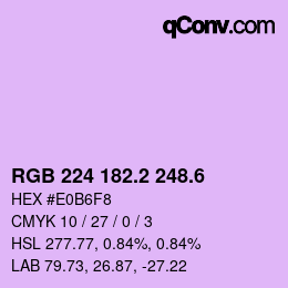 カラーコード: RGB 224 182.2 248.6 | qconv.com